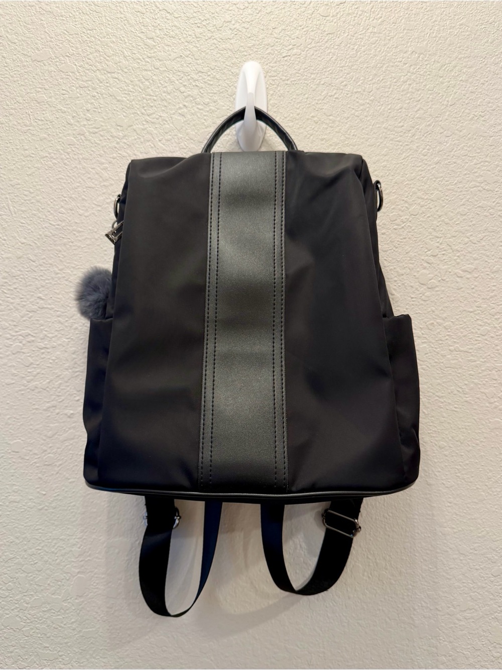 Pincnel Black Convertible Backpack Purse Anti Theft Travel Bag Pom Charm